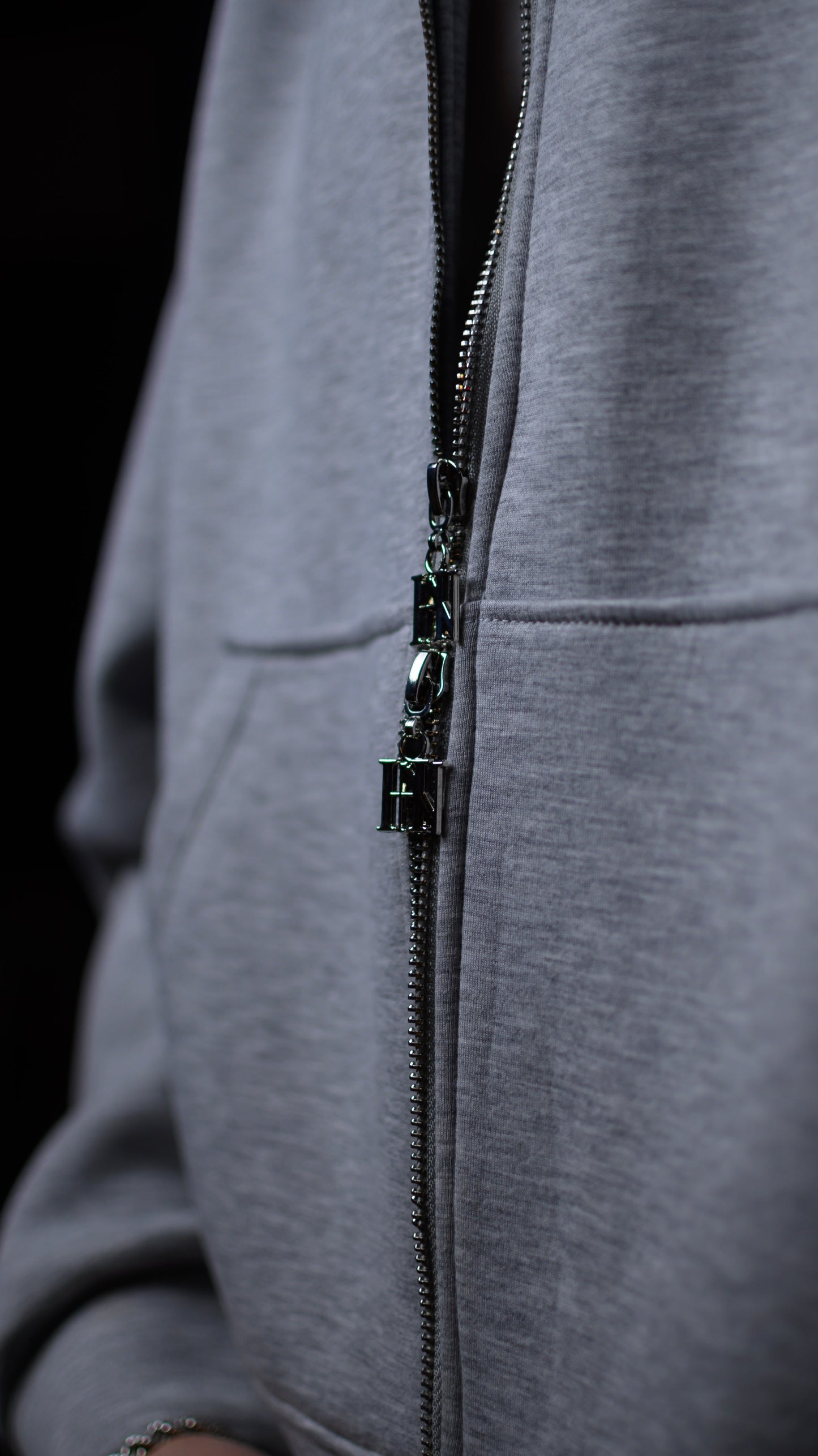 HN Signature Zip Hoodie – Stone Grey