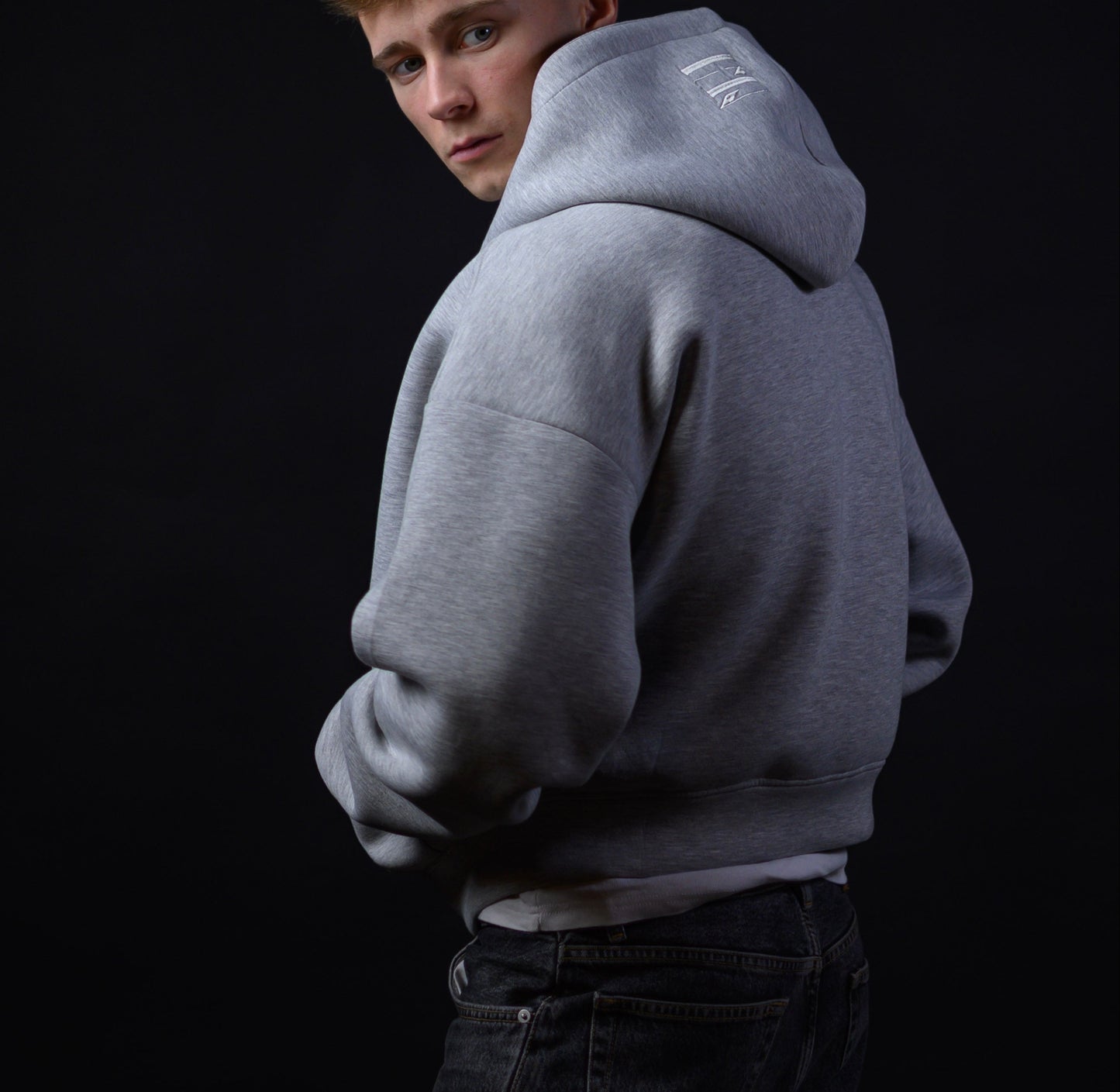 HN Signature Zip Hoodie – Stone Grey